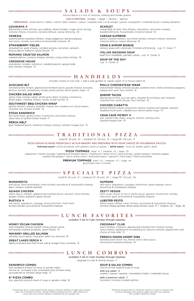 Creekside Restaurant & Bar Menu - Image 1